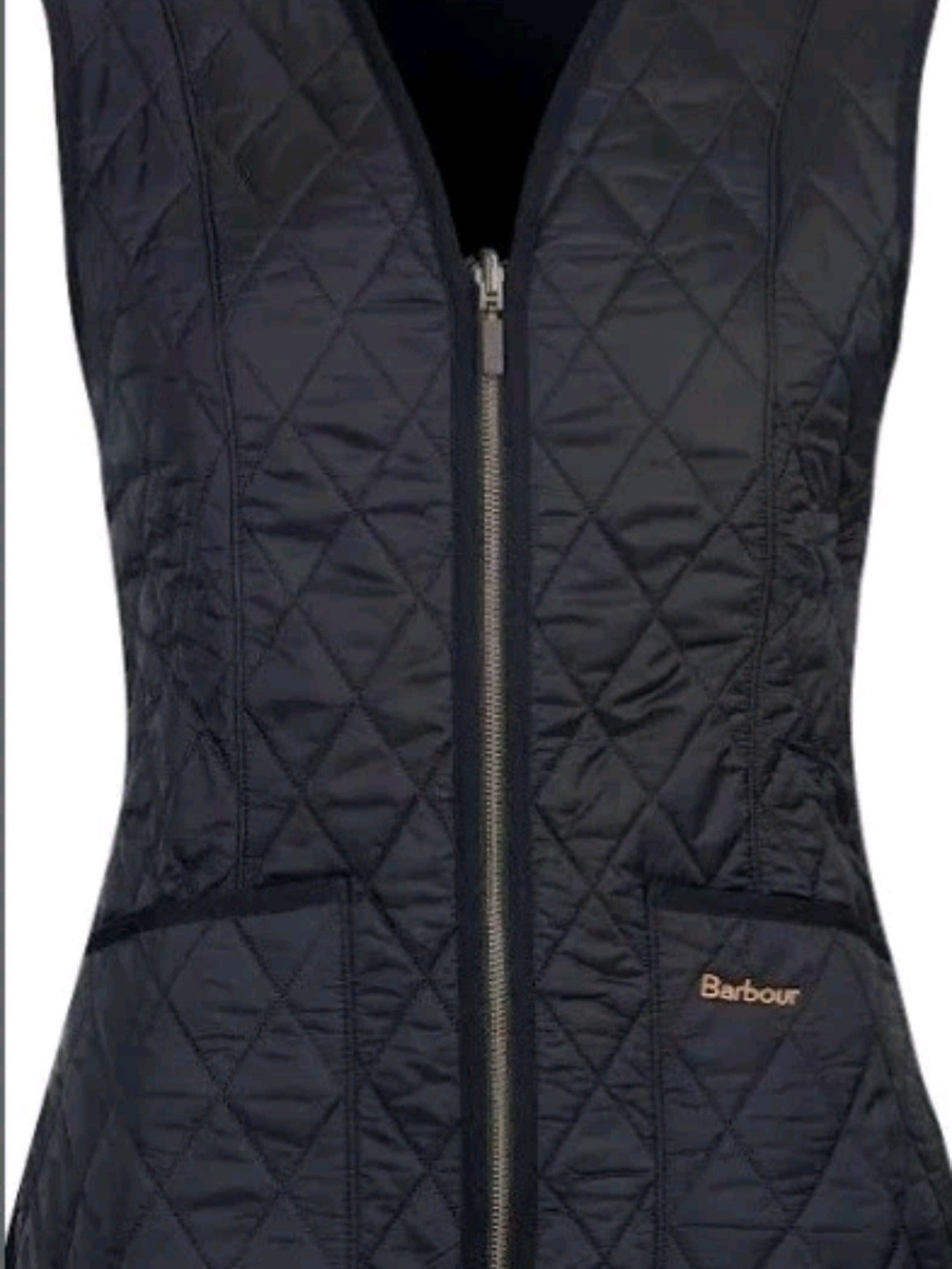 Barbour Black Quilted Sleeveless Zip Vest US 4 EUC